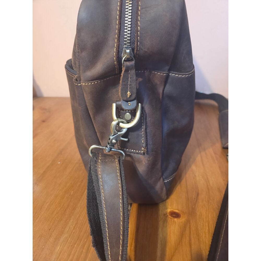 Kattee Leather Messenger Laptop Briefcase Dark Brown 17in Lots Of Storage! - Picture 6 of 10
